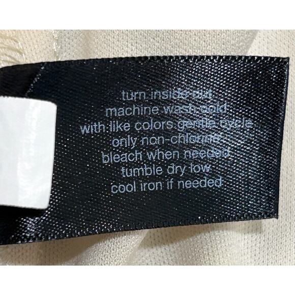 Lane Bryant Black Cream Print Crinkle Texture Tie Neck Long Sleeve Lined Blouse - Picture 8 of 8